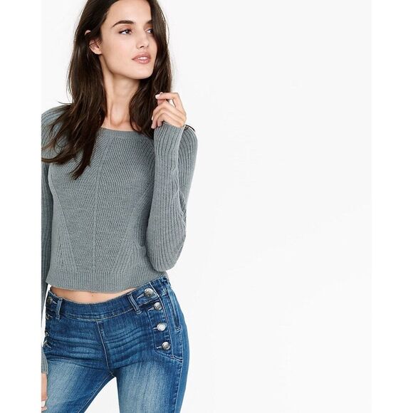 ✨Engineered Rib Long Sleeve Cropped Sweater✨ - Picture 1 of 5